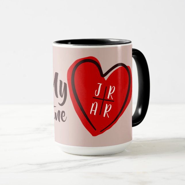 Valentine's Be My Valentine Heart Custom Cute Pink Mug (Front Right)