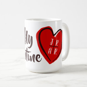 Valentine's Be My Valentine Heart Custom Initials  Coffee Mug
