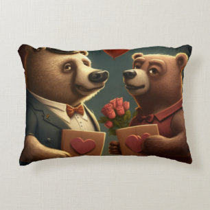 Valentine's bear cartoon custom decorative cushion