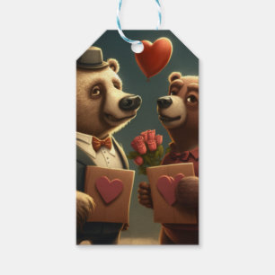Valentine's bear cartoon custom gift tags