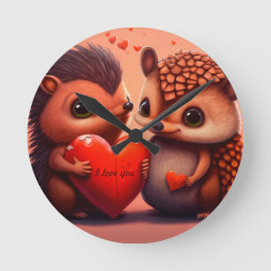 Valentine's bear cartoon custom round clock