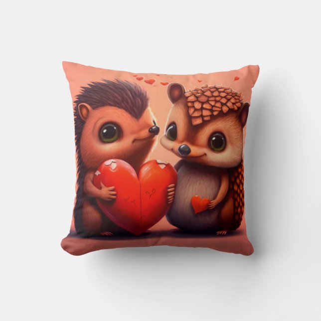 Valentine's bear cartoon custom throw pillow (Front)