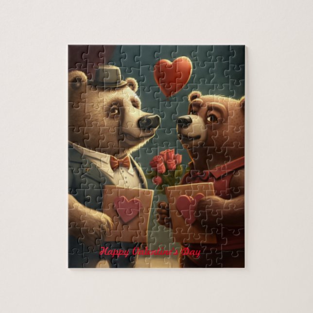 Valentine's bear cartoon   jigsaw puzzle (Vertical)