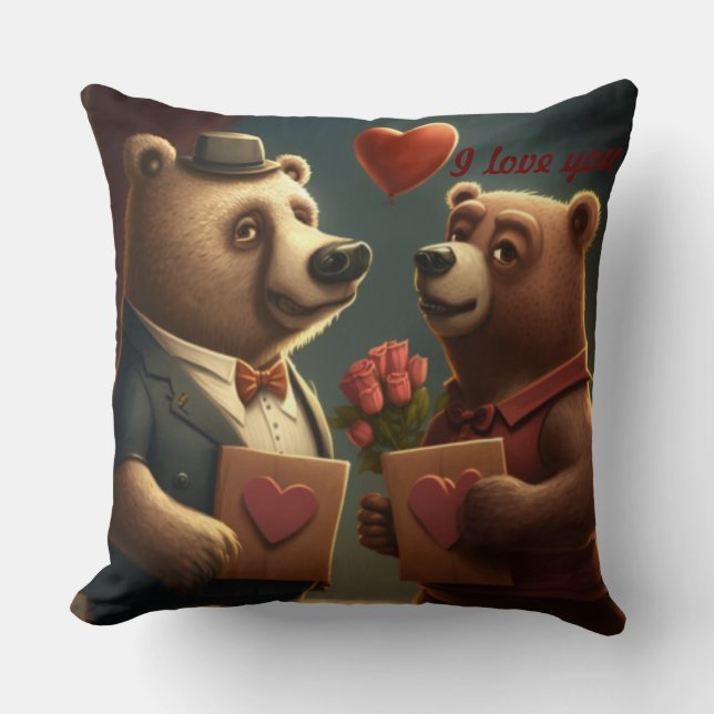 Valentine's bear cartoon pillow (Front)