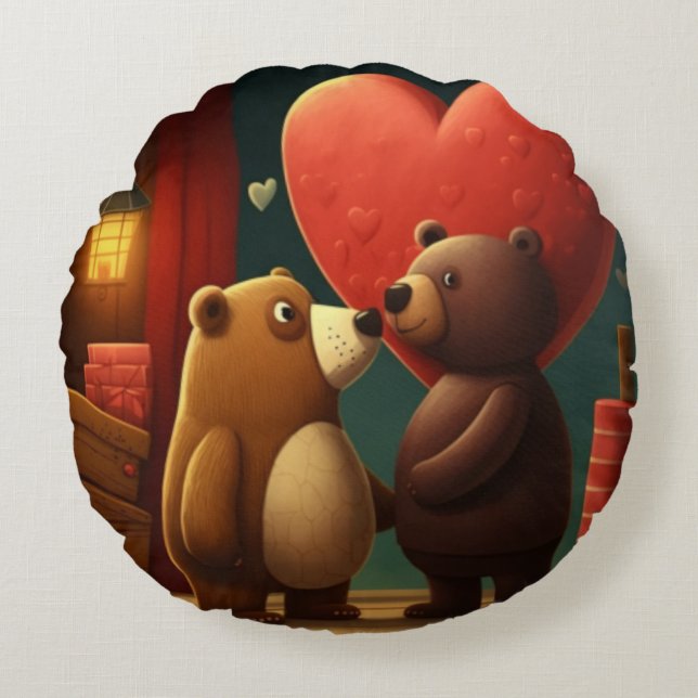 Valentine's bear cartoon pillow (Front)