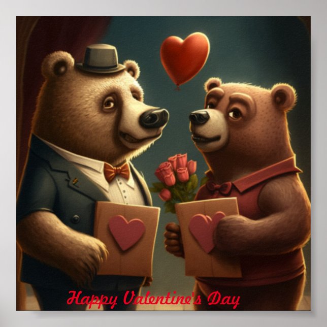 Valentine's bear cartoon    poster (Front)