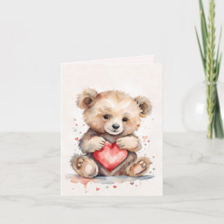 Valentines Bear Folded Holiday Card