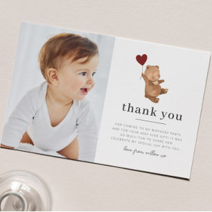 Valentines Bear Photo Thank You Card