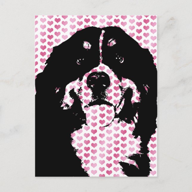 Valentines - Bernese Mountain Dog Silhouette Holiday Postcard (Front)