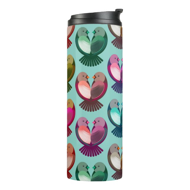 Valentine's birds in love thermal tumbler (Rotated Left)