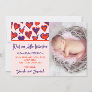 Valentines birth announcement card cute sweet