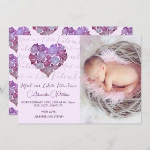 Valentines birth announcement card Romantic