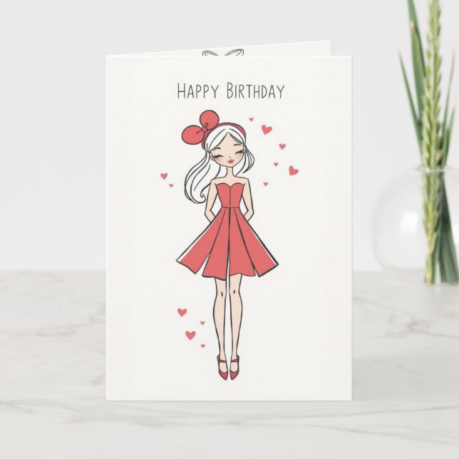 Valentine's Birthday - pre-teen girl Thank You Card (Front)
