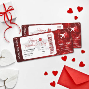 Valentine's Boarding Pass Template: Surprise Trip Card