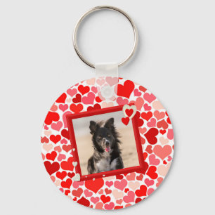Valentines Border Collie Dog Hearts Key Ring