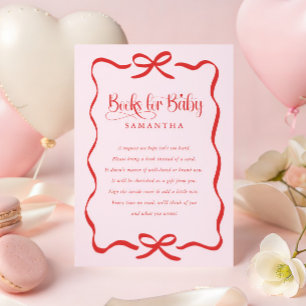 Valentines bow girl baby shower books for baby  enclosure card