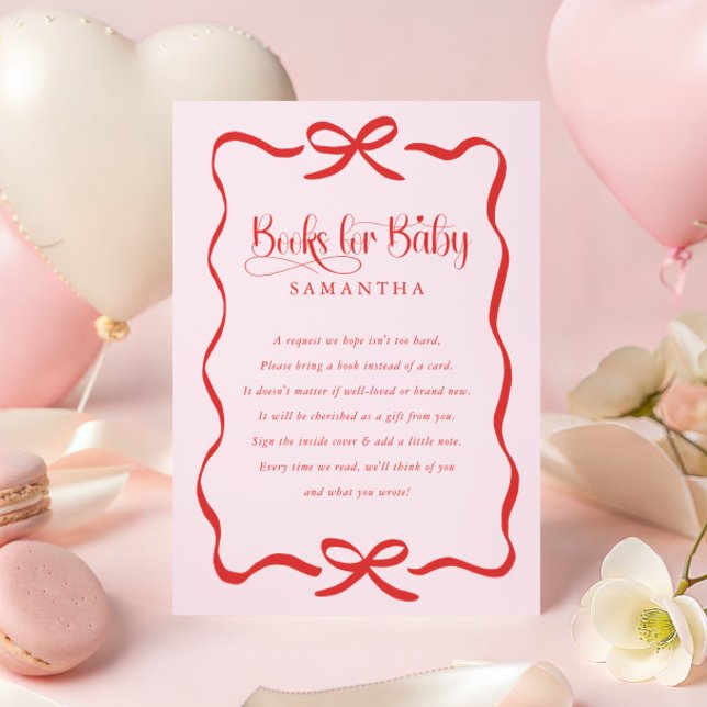 Valentines bow girl baby shower books for baby  enclosure card (Creator Uploaded)