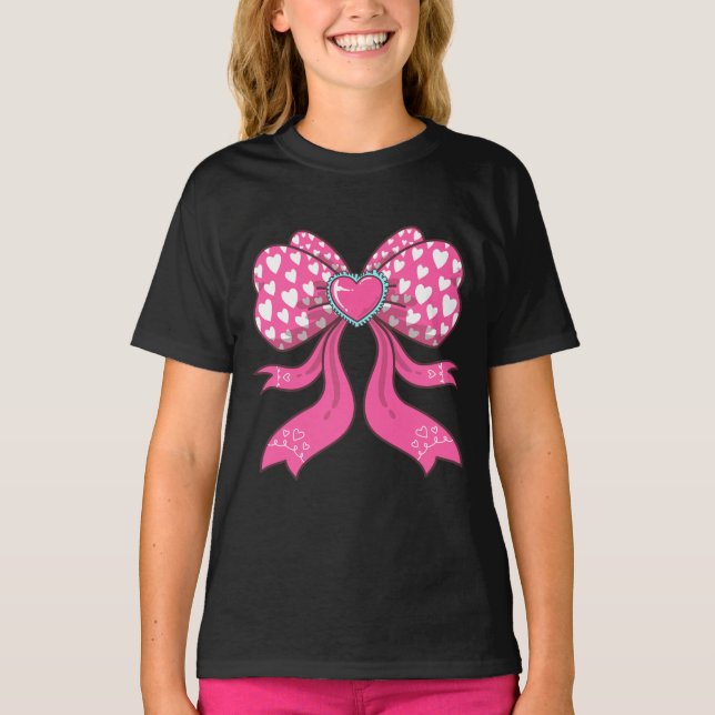 Valentines bow,  hearts bow  T-Shirt (Front)