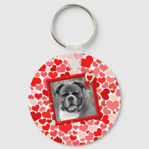 Valentines Boxer Dog Hearts Key Ring