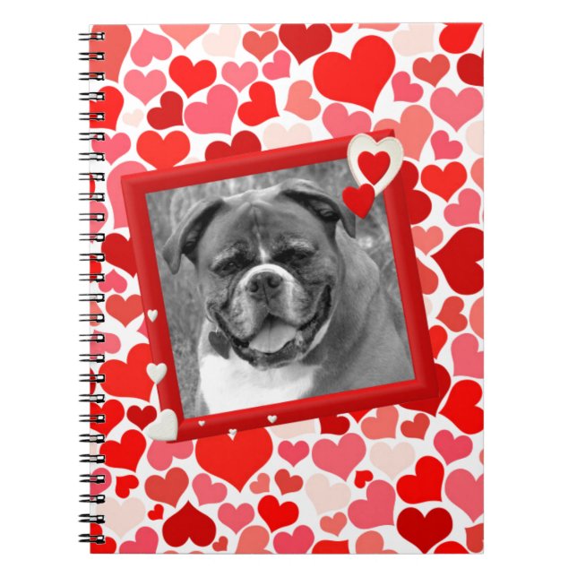 Valentines Boxer Dog Hearts Notebook (Front)