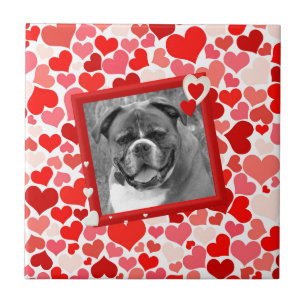 Valentines Boxer Dog Hearts Tile