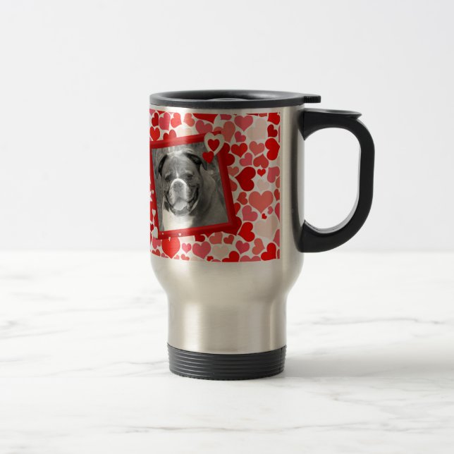 Valentines Boxer Dog Hearts Travel Mug (Right)