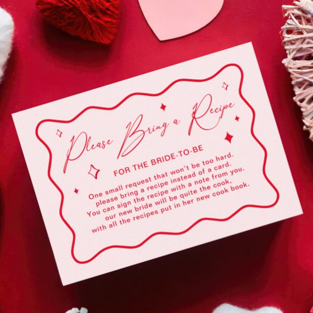 Valentines Bridal Shower Recipe Request  Enclosure Card (Creator Uploaded)