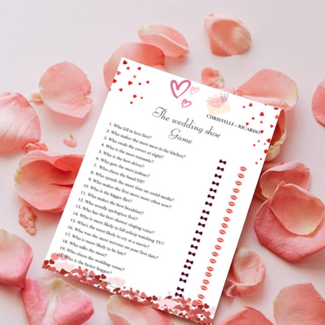 Valentines Bride & Groom Bridal Shower Game Card (Creator Uploaded)