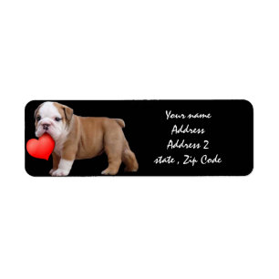 Valentines Bulldog puppy Address Labels