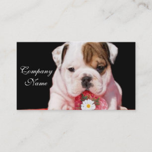 Valentine's bulldog puppy business cards