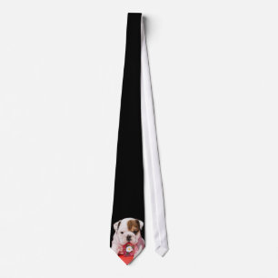 Valentine's bulldog puppy necktie