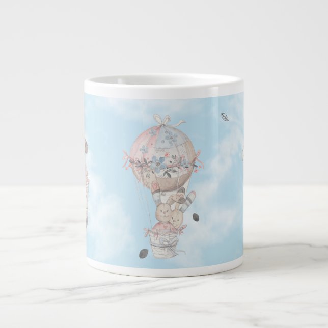 Valentine's Bunny Couple in the Sky Giant Coffee M Large Coffee Mug (Front)