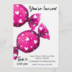 Valentines Candy Covered in Hearts Party  Invitation