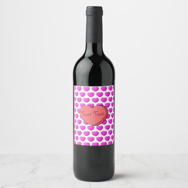Valentines Candy Heart Drawing Wine Label (Front)