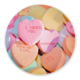VALENTINE'S CANDY HEARTS CERAMIC KNOB