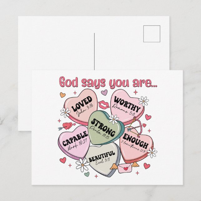  Valentine's Candy Hearts Christian  Postcard (Front/Back)