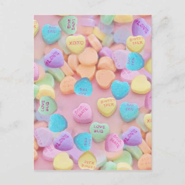 valentines candy hearts holiday postcard (Front)