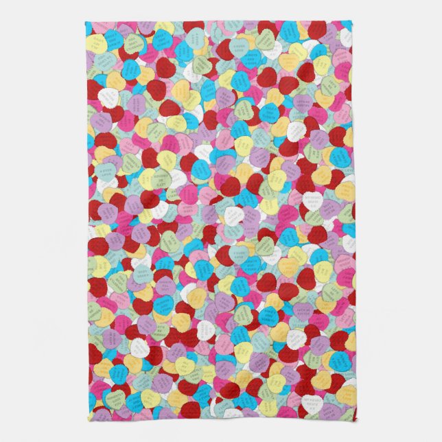 Valentines Candy Hearts-Kitchen Towel (Vertical)