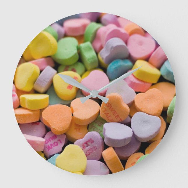 VALENTINE'S CANDY HEARTS  LARGE CLOCK (Front)