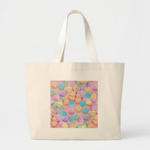 valentines candy hearts large tote bag