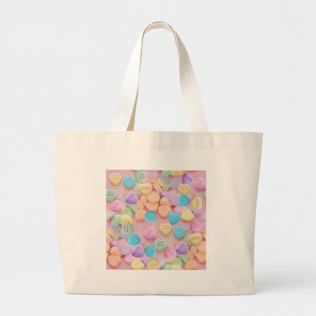 valentines candy hearts large tote bag (Front)