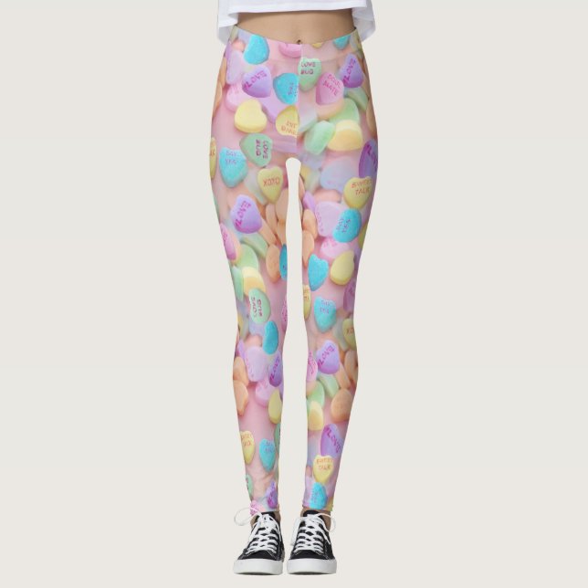 valentines candy hearts leggings (Front)