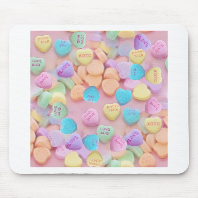 valentines candy hearts mouse mat (Front)