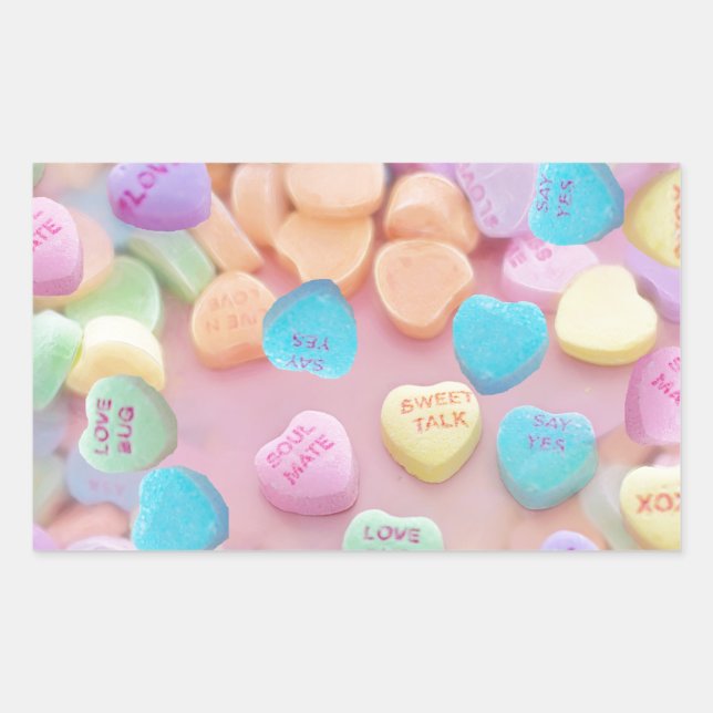 valentines candy hearts rectangular sticker (Front)