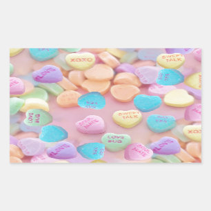 valentines candy hearts rectangular sticker