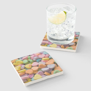 VALENTINE'S CANDY HEARTS STONE COASTER