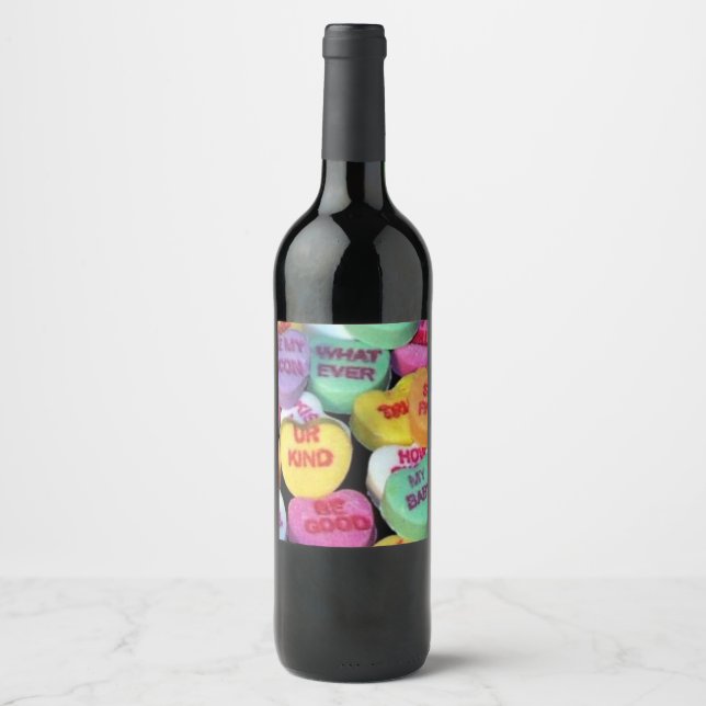 Valentine's candy hearts wine label (Front)