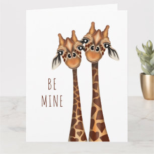 Valentines Card - 'Be Mine' Loving Giraffes