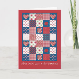 Valentine's Card German Greeting, Hearts, Roses