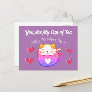 Valentine's Card with a cat inside a tea cup